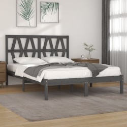 vidaXL Estructura de cama de matrimonio madera de pino gris 135x190 cm