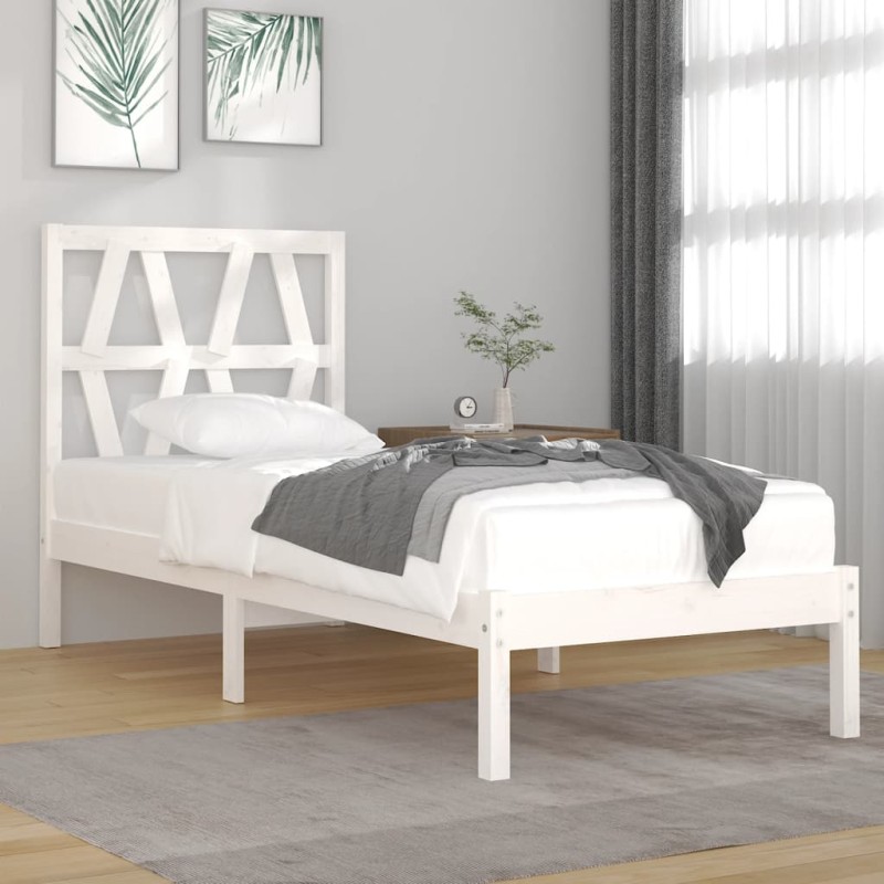 vidaXL Estructura de cama madera maciza de pino blanco 100x200 cm vidaXL Estructura de cama madera maciza de pino blanco 100x200 cm