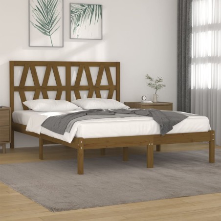 vidaXL Estructura de cama madera maciza de pino marrón miel 140x200 cm