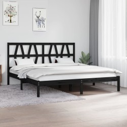 vidaXL Estructura de cama madera maciza de pino negra 180x200 cm