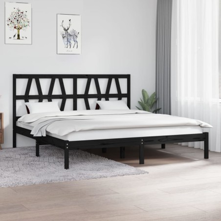 vidaXL Estructura de cama madera maciza de pino negra 180x200 cm