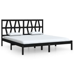 vidaXL Estructura de cama madera maciza de pino negra 180x200 cm