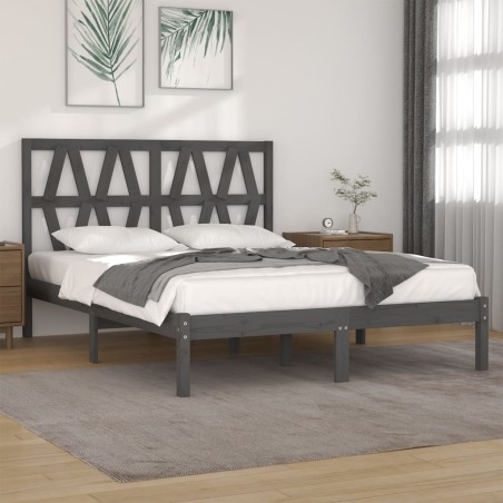vidaXL Estructura de cama de madera maciza de pino gris 200x200 cm