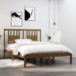 vidaXL Estructura de cama madera maciza marrón miel 120x190 cm