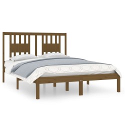 vidaXL Estructura de cama madera maciza marrón miel 120x190 cm
