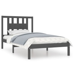 vidaXL Estructura de cama de madera maciza de pino gris 100x200 cm