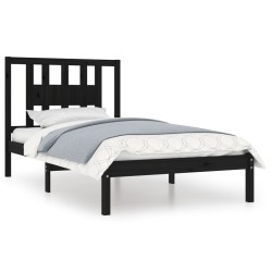 vidaXL Estructura de cama madera maciza de pino negro 100x200 cm