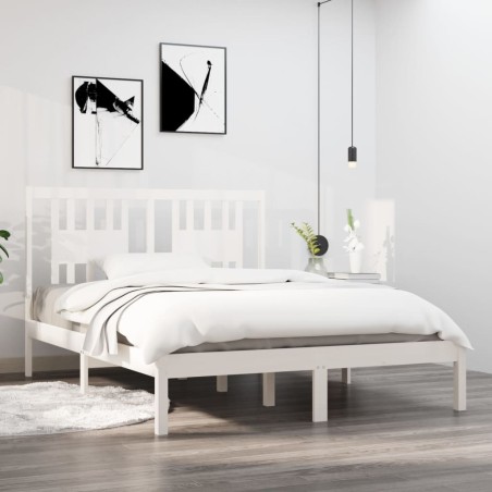 vidaXL Estructura cama madera maciza blanco 120x190 cm