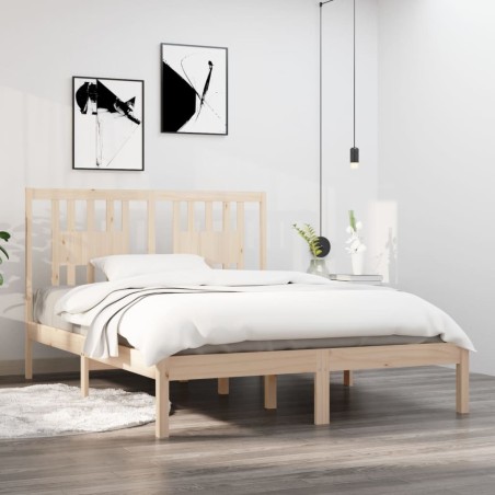 vidaXL Estructura de cama madera maciza de pino 140x190 cm