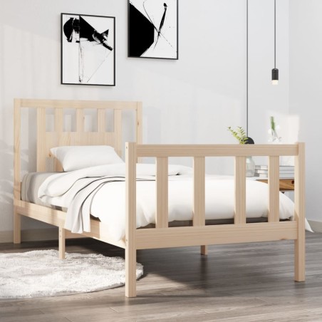 vidaXL Estructura de cama madera maciza 75x190 cm