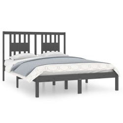 vidaXL Estructura de cama madera maciza de pino gris 120x200 cm