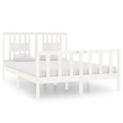 vidaXL Estructura de cama doble madera maciza blanca 135x190 cm
