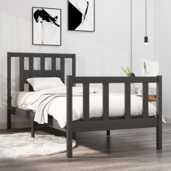 vidaXL Estructura de cama individual madera maciza gris 90x190 cm