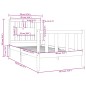 vidaXL Estructura de cama individual madera maciza gris 90x190 cm vidaXL Estructura de cama individual madera maciza gris 90x190 cm
