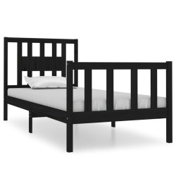 vidaXL Estructura de cama individual madera maciza negra 90x190 cm