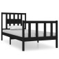 vidaXL Estructura de cama individual madera maciza negra 90x190 cm