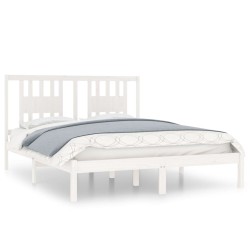 vidaXL Estructura de cama de madera maciza de pino blanco 160x200 cm