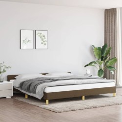 vidaXL Estructura de cama con cabecero de tela marrón oscuro 200x200cm