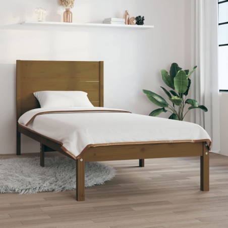 vidaXL Estructura de cama madera maciza de pino marrón miel 100x200 cm