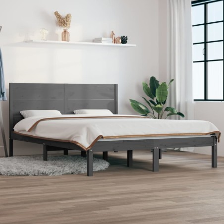 vidaXL Estructura de cama madera maciza de pino gris 120x200 cm