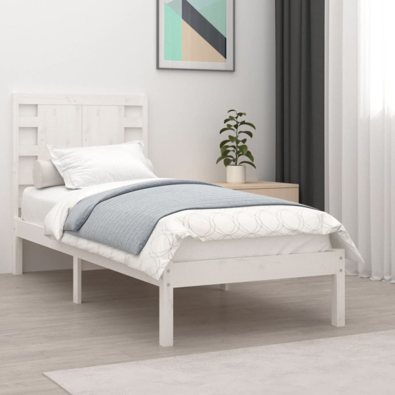 vidaXL Estructura de cama individual madera maciza blanco 90x190 cm vidaXL Estructura de cama individual madera maciza blanco 90x190 cm
