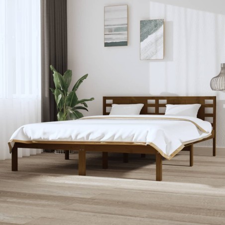 vidaXL Estructura de cama madera maciza de pino marrón miel 120x200 cm