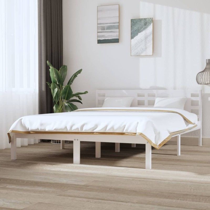 vidaXL Estructura de cama madera maciza de pino blanco 120x200 cm vidaXL Estructura de cama madera maciza de pino blanco 120x200 cm