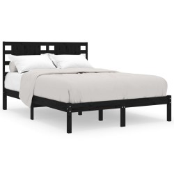 vidaXL Estructura de cama madera maciza doble pequeña negra 120x190 cm