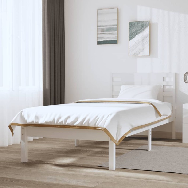 vidaXL Estructura de cama madera maciza de pino blanco 100x200 cm vidaXL Estructura de cama madera maciza de pino blanco 100x200 cm