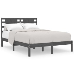 vidaXL Estructura de cama madera maciza de pino gris 140x190 cm