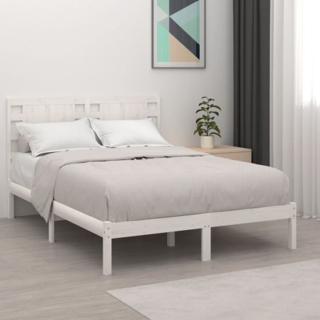 vidaXL Estructura de cama de madera maciza de pino blanco 140x190 cm