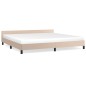 vidaXL Estructura de cama cabecero cuero sintético capuchino 200x200cm vidaXL Estructura de cama cabecero cuero sintético capuchino 200x200cm