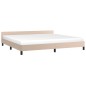 vidaXL Estructura de cama cabecero cuero sintético capuchino 200x200cm vidaXL Estructura de cama cabecero cuero sintético capuchino 200x200cm