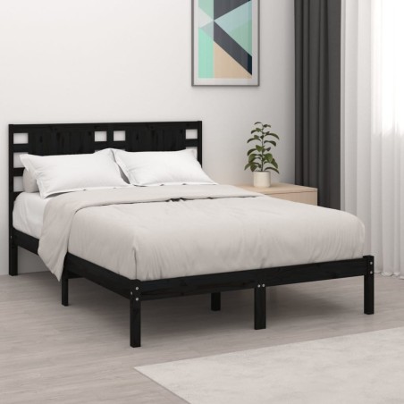 vidaXL Estructura de cama madera maciza negra Super King 180x200 cm
