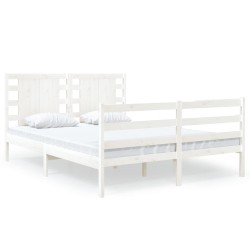 vidaXL Estructura de cama matrimonial madera de pino blanca 120x190 cm
