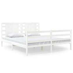 vidaXL Estructura de cama king madera maciza de pino blanco 150x200 cm