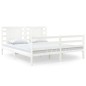 vidaXL Estructura de cama king madera maciza de pino blanco 150x200 cm vidaXL Estructura de cama king madera maciza de pino blanco 150x200 cm