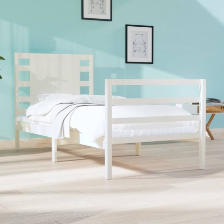vidaXL Estructura de cama individual madera maciza blanco 90x190 cm