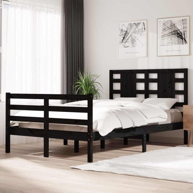 vidaXL Estructura de cama madera maciza de pino negro 120x200 cm vidaXL Estructura de cama madera maciza de pino negro 120x200 cm