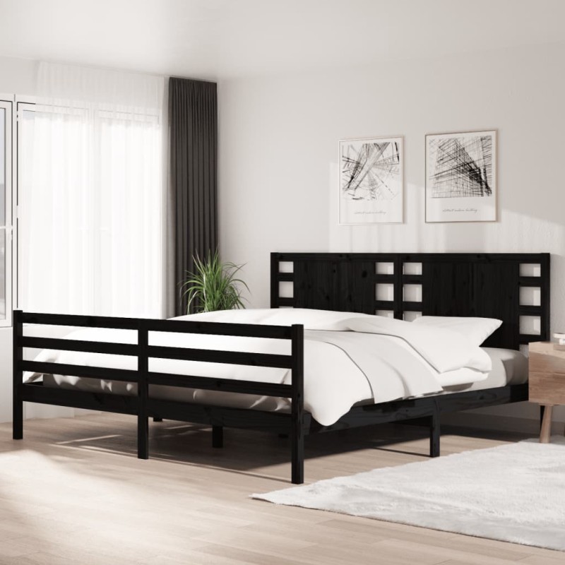 vidaXL Estructura de cama de madera maciza de pino negra 200x200 cm vidaXL Estructura de cama de madera maciza de pino negra 200x200 cm