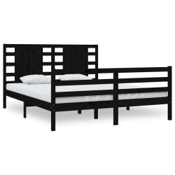 vidaXL Estructura de cama de madera maciza de pino negra 200x200 cm