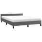 vidaXL Estructura de cama con cabecero cuero sintético gris 140x200cm vidaXL Estructura de cama con cabecero cuero sintético gris 140x200cm