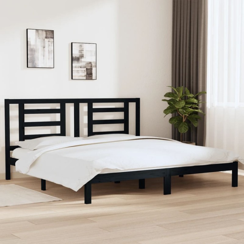 vidaXL Estructura de cama de madera maciza de pino negro 200x200 cm vidaXL Estructura de cama de madera maciza de pino negro 200x200 cm