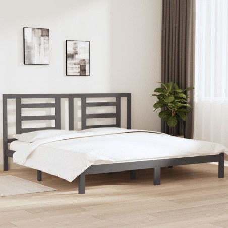 vidaXL Estructura de cama de madera maciza de pino gris 200x200 cm