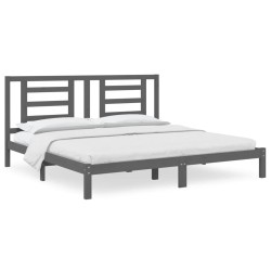 vidaXL Estructura de cama de madera maciza de pino gris 200x200 cm