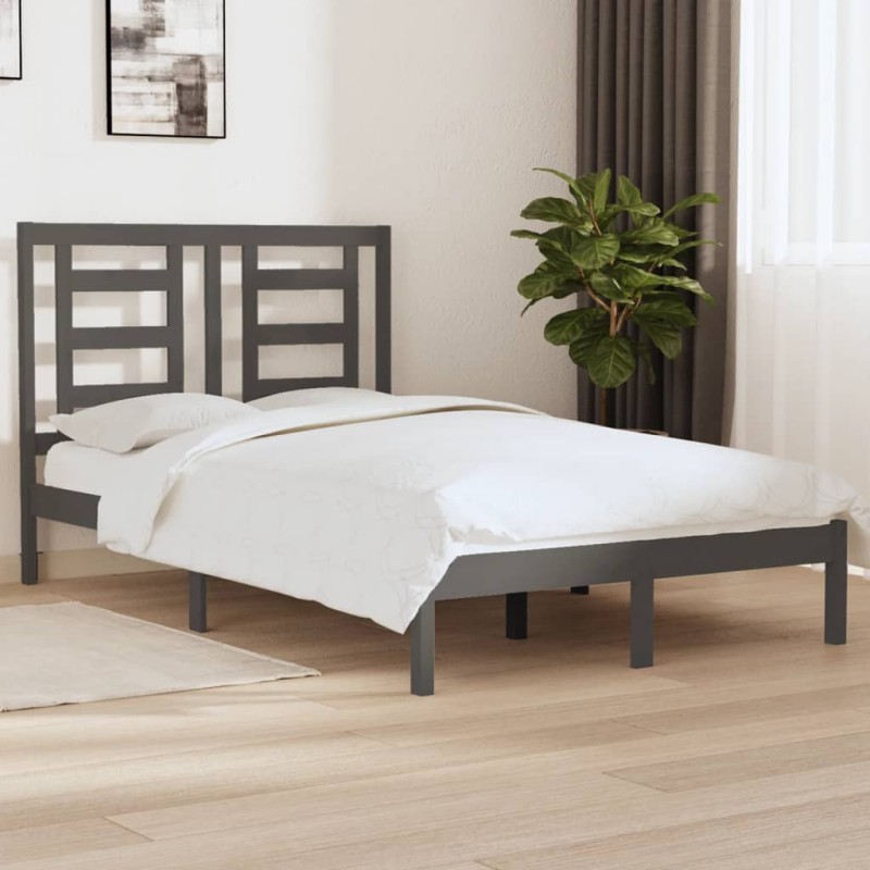 vidaXL Estructura de cama madera maciza de pino gris 120x200 cm vidaXL Estructura de cama madera maciza de pino gris 120x200 cm