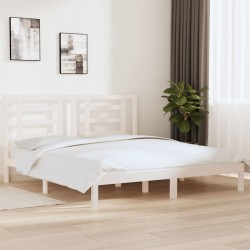 vidaXL Estructura de cama madera maciza super king blanca 180x200 cm