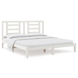 vidaXL Estructura de cama madera maciza super king blanca 180x200 cm