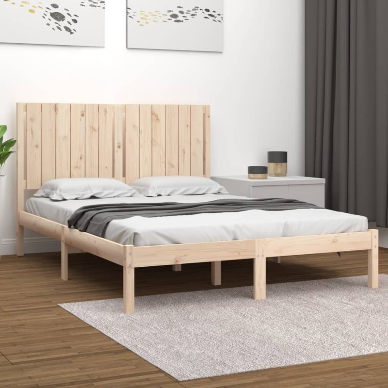 vidaXL Estructura de cama madera maciza de pino 140x190 cm vidaXL Estructura de cama madera maciza de pino 140x190 cm