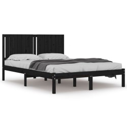 vidaXL Estructura de cama madera maciza negra King Size 150x200 cm